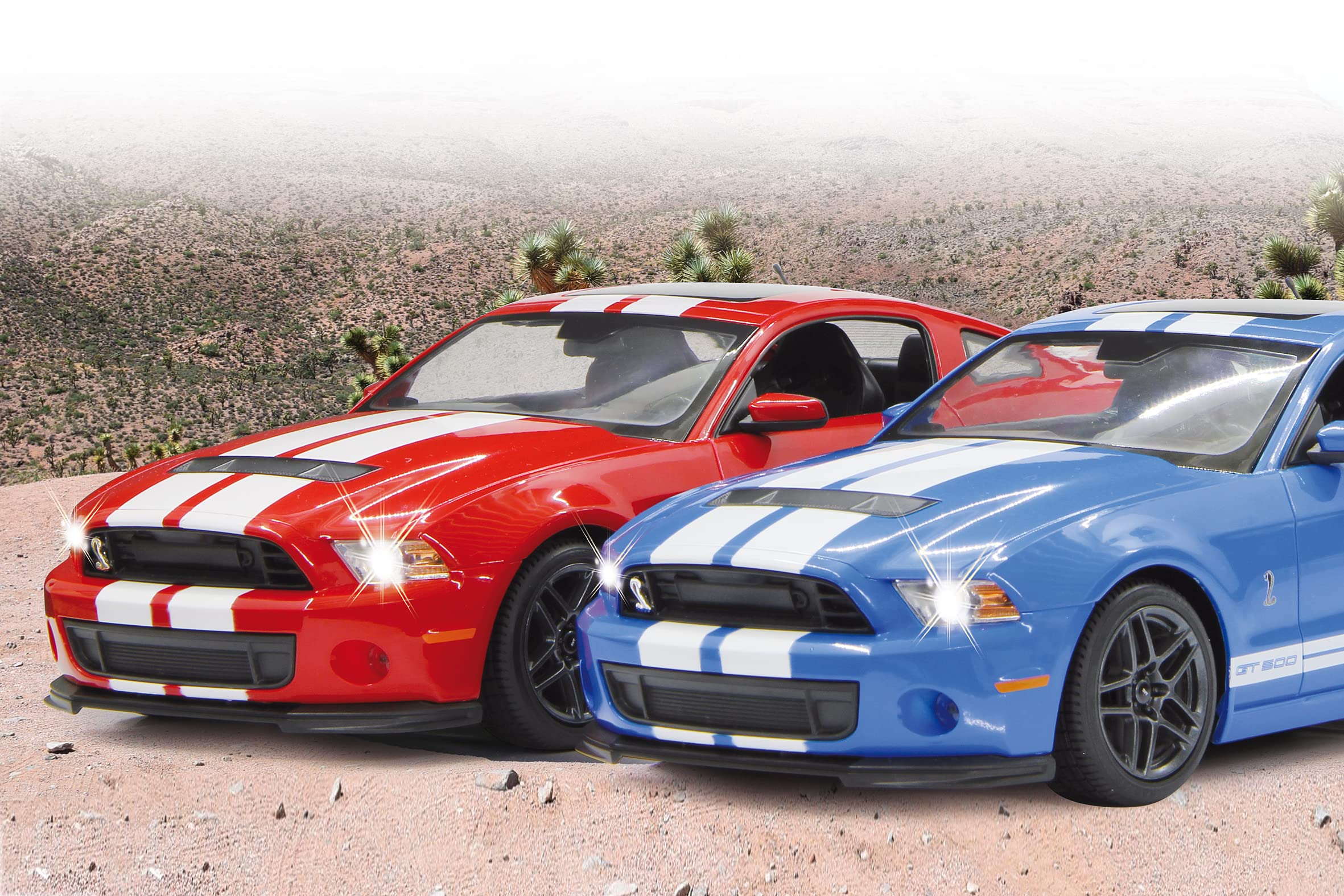 JAMARA 404540 - Shelby GT500 1:14 2,4 GHz - oficjalnie licencjonowany, do 1 godziny jazdy przy 11 km/h, LED, idealnie odtworzone szczegóły, szczegółowe wnętrze, wysokiej jakości wykonanie, niebieski