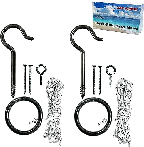 Juego de lanzamiento de gancho y anillo, kit de bricolaje, juego de lanzamiento de anillos con cuerda y ganchos para exterioresinteriores