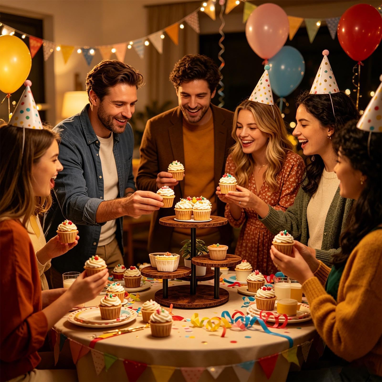 Torre Cupcake Supporto Porta Dolci A 4 Piani | Torre Girevole 360° Per Dolci per Matrimoni, Compleanni, Feste, Casa, Cucina, Caffè, Pasticceria, Riunioni Familiari,