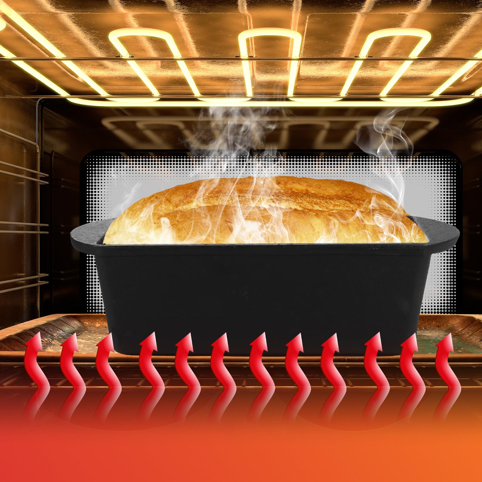 AKOLAFE Kastenform 900 g Kastenform zum Backen, Gusseisen, große Brotdosen mit Deckel, antihaftbeschichtet, Kuchenbackform für Brot, Fleisch, Gemüse, Hackbraten, Schwarz