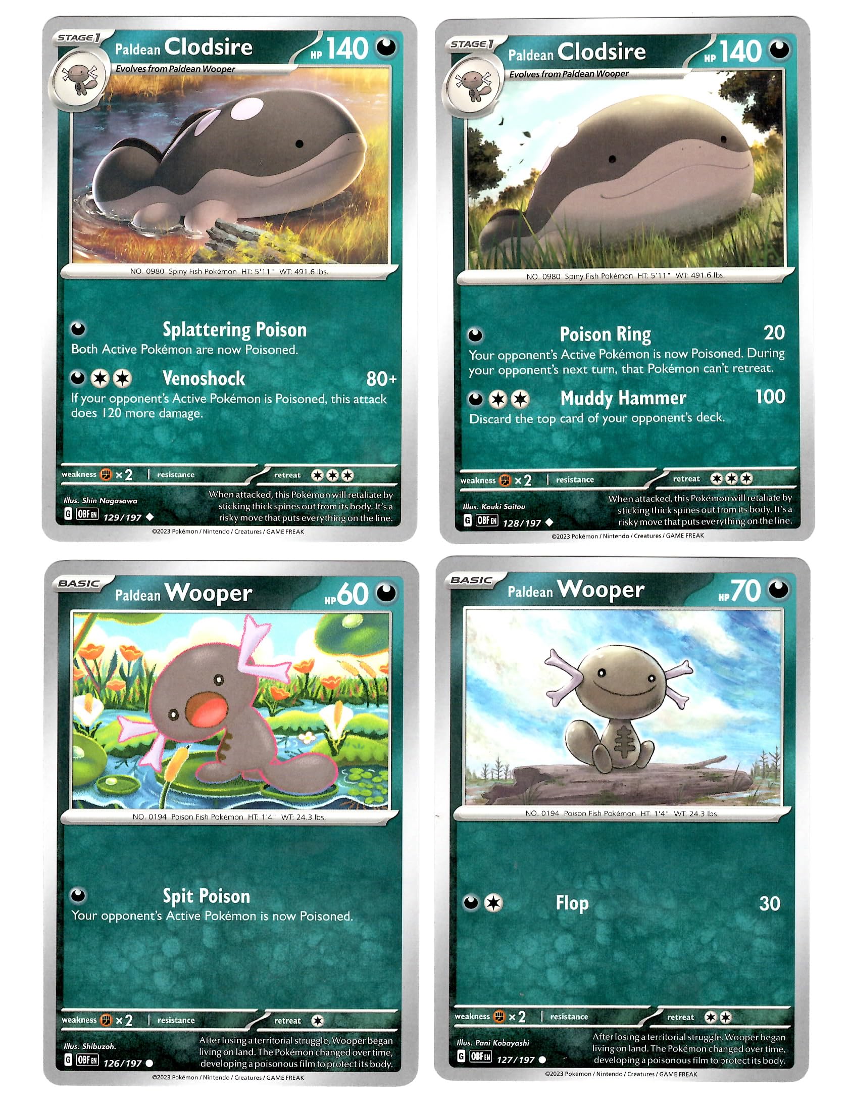 Paldean Clodsire 128/197-129/197 - Obsidian Flames - Pokemon Evolution 4 Card Lot : Amazon.sg: Toys Paldean Clodsire 128/197-129/197 - Obsidian Flames - Pokemon Evolution 4 Card Lot : Amazon.sg: Toys