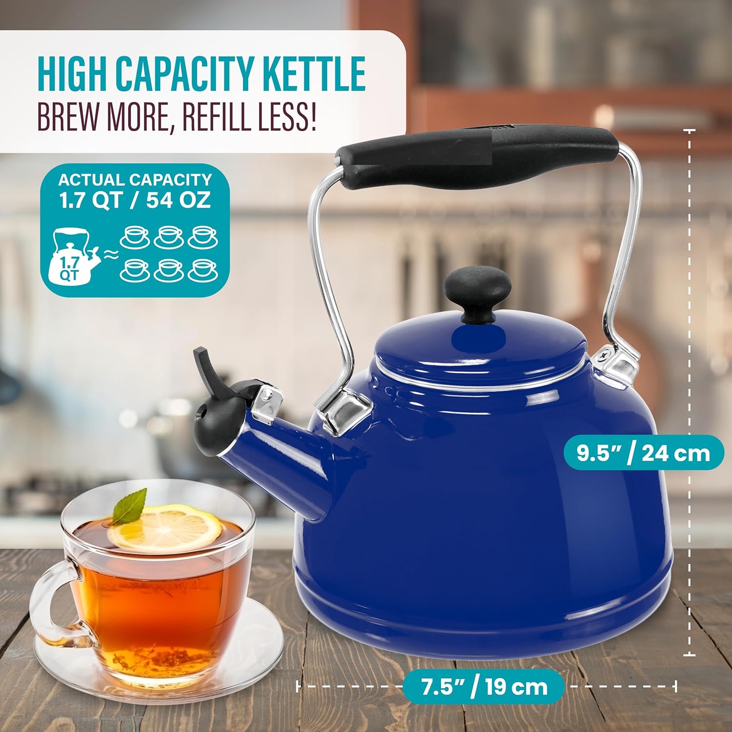 Chantal Tea Kettle, Vintage Series, Enamel on Steel, Whistling (Cobalt Blue)