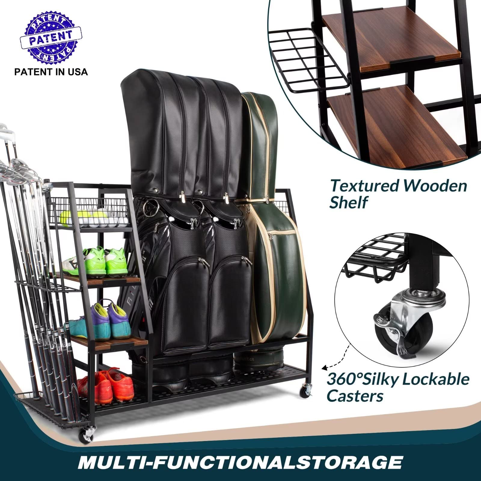 Golf Bat Rack Snapklik.com : Sttoraboks 3 Golf Bags Storage Garage Organizer, Golf ...