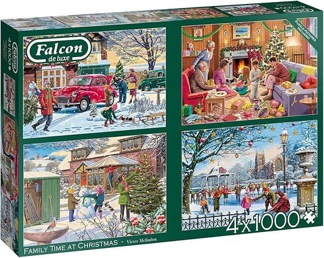 Jumbo, Falcon de luxe - Family Time at Christmas, Jigsaw Puzzles for Adults, 4 x 1,000 piece