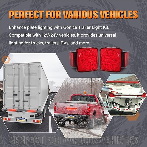 Miniatura 9 de Kit completo de luz LED para remolque Gonice, kit de luz sumergible súper brillante para bote con luces traseras cuadradas, luces marcadoras, barra