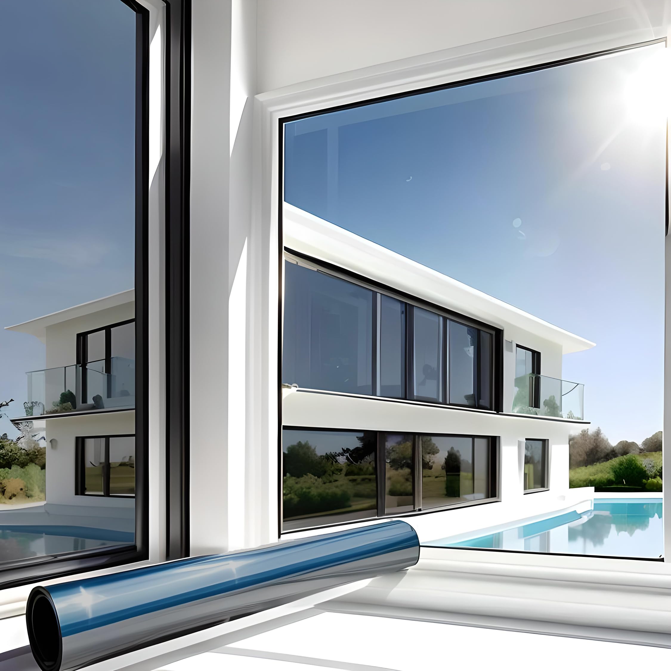 MARAPON® Spiegelfolie Fenster Sichtschutz [60x200 cm] Fensterfolie Sonnenschutz außen ohne Rückstände - Spiegelfolie Fenster Sichtschutz - Sonnenschutzfolie Fenster - Dachfenster verdunkeln