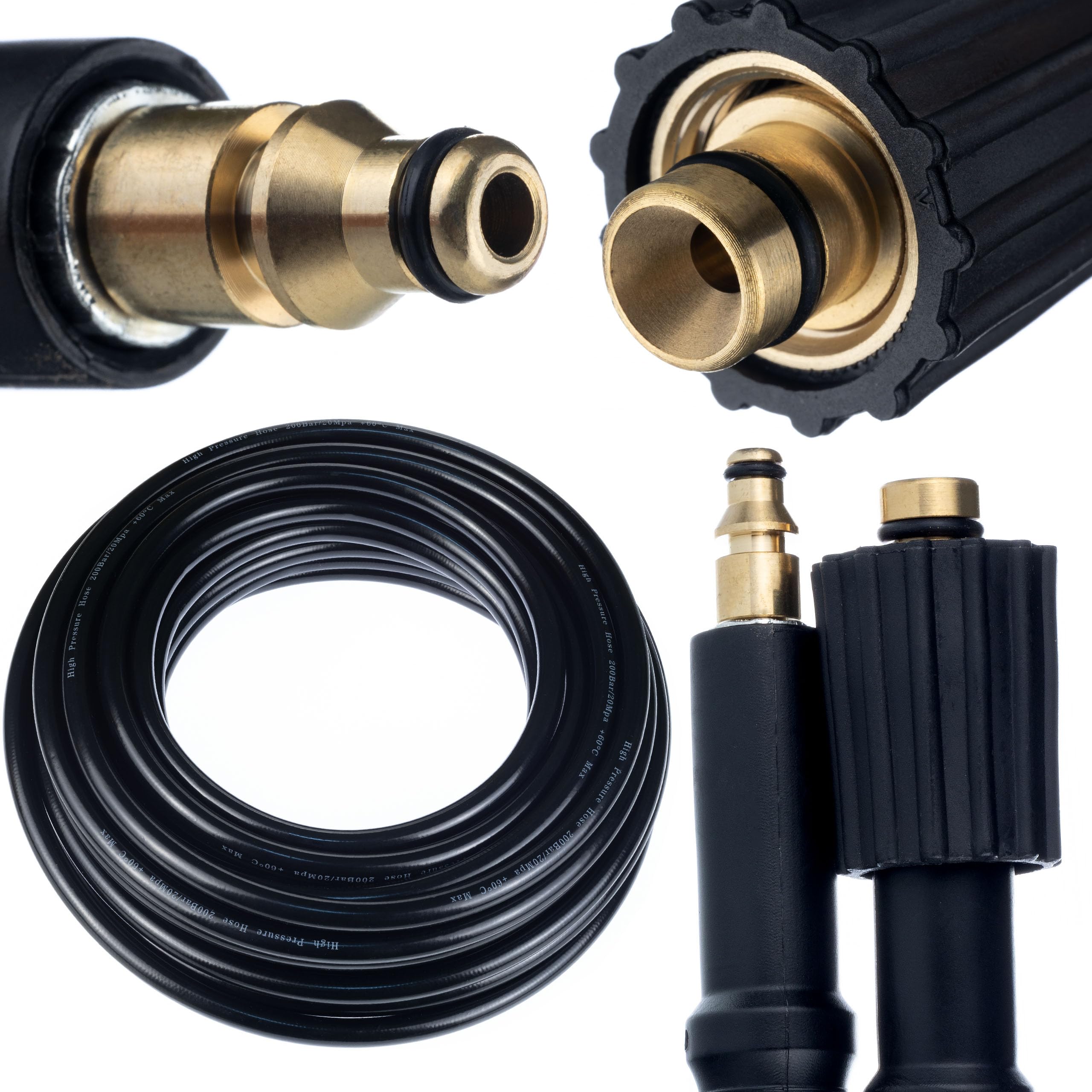 Rosfix High Pressure Hose 15 m Click Connect - Reinforced Nylon, 200 Bar, 60 °C | Abrasion Resistant | Compatible with Stihl, Nilfisk, Gerni Pressure Washer
