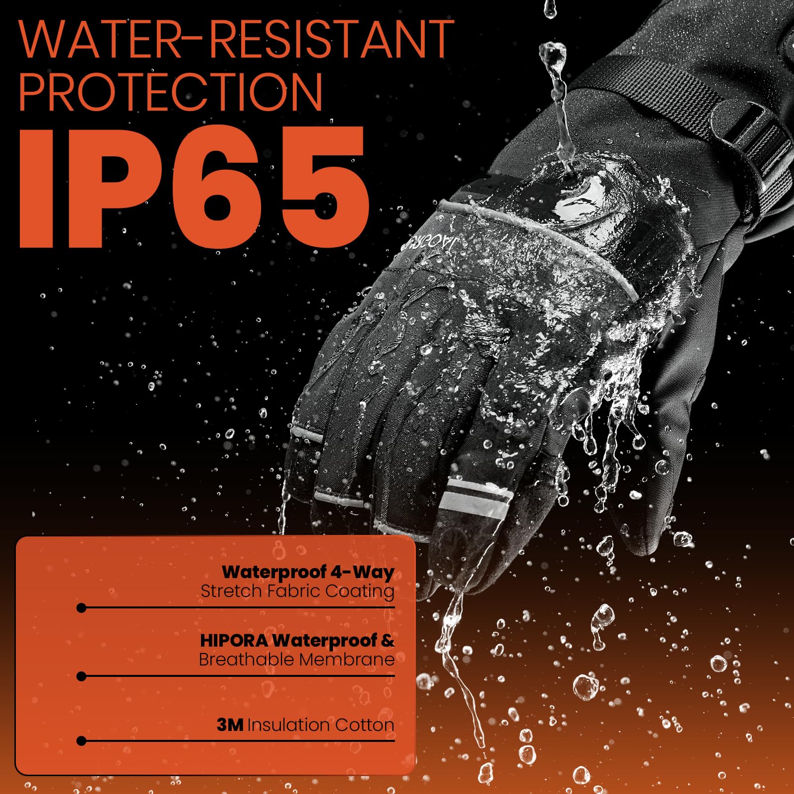 Heated Gloves for Men Women, 7.4V Battery Rechargeable with 2.5-Hour Fast Charging, Waterproof Electric Heated Ski Glove for Work, Fishing, Hunting, Motorcycle, Skiing