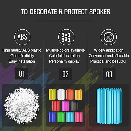Miniatura 5 de PSLER - Cubiertas protectoras para radios de llantas, para decoración de bicicletas, motocicletas, motocross, etc., 72 unidades