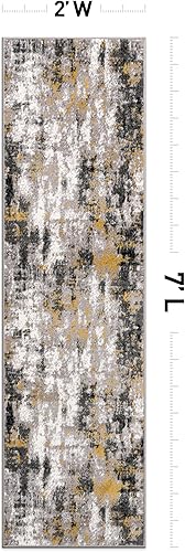 Miniatura 2 de Rugshop Tralee - Alfombra abstracta moderna resistente a las manchas, 5 x 7 pies, color amarillo