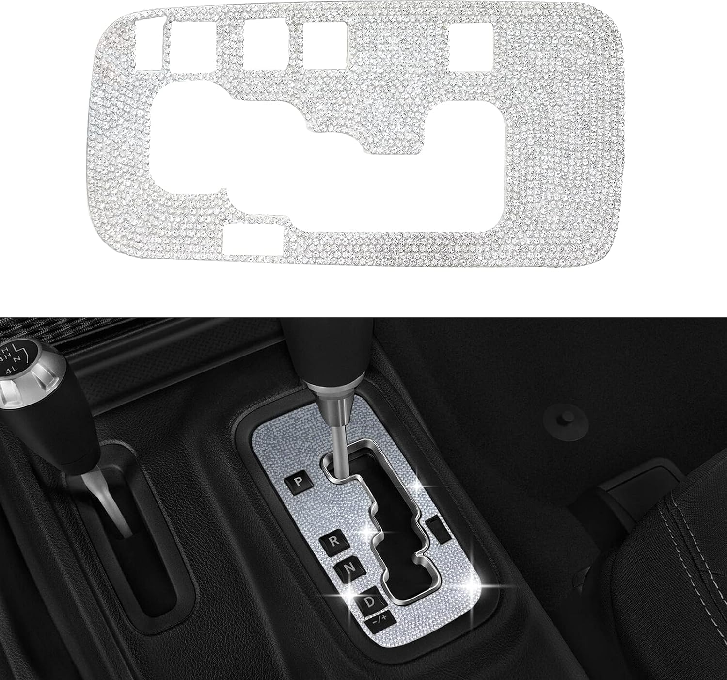 YIXIN Bling Gear Shift Box Frame Cover Trim Sticker Compatible with Jeep Wrangler 2012 2013 2014 2015 2016 2017 2018