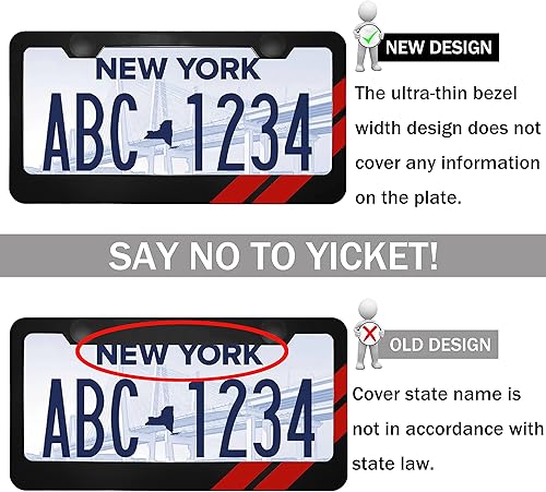 Miniatura 5 de 2PCS Aluminum License Plate Frame for Dodge Accessories, License Plate Cover Frame Matte License Plate Cover Car Front and Rear DecorationRed Trim