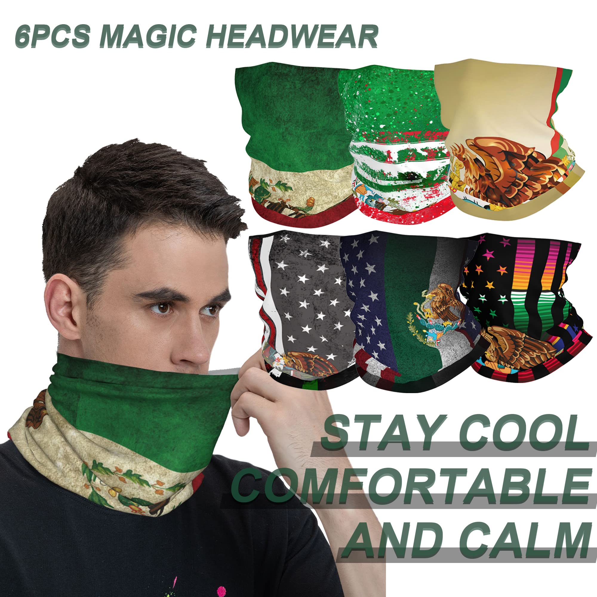 SboS 6 szt. opaska na głowę tuba bandana, komin na szyję, nakrycie głowy, kominiarka, opaska na głowę, bezszwowa na zewnątrz