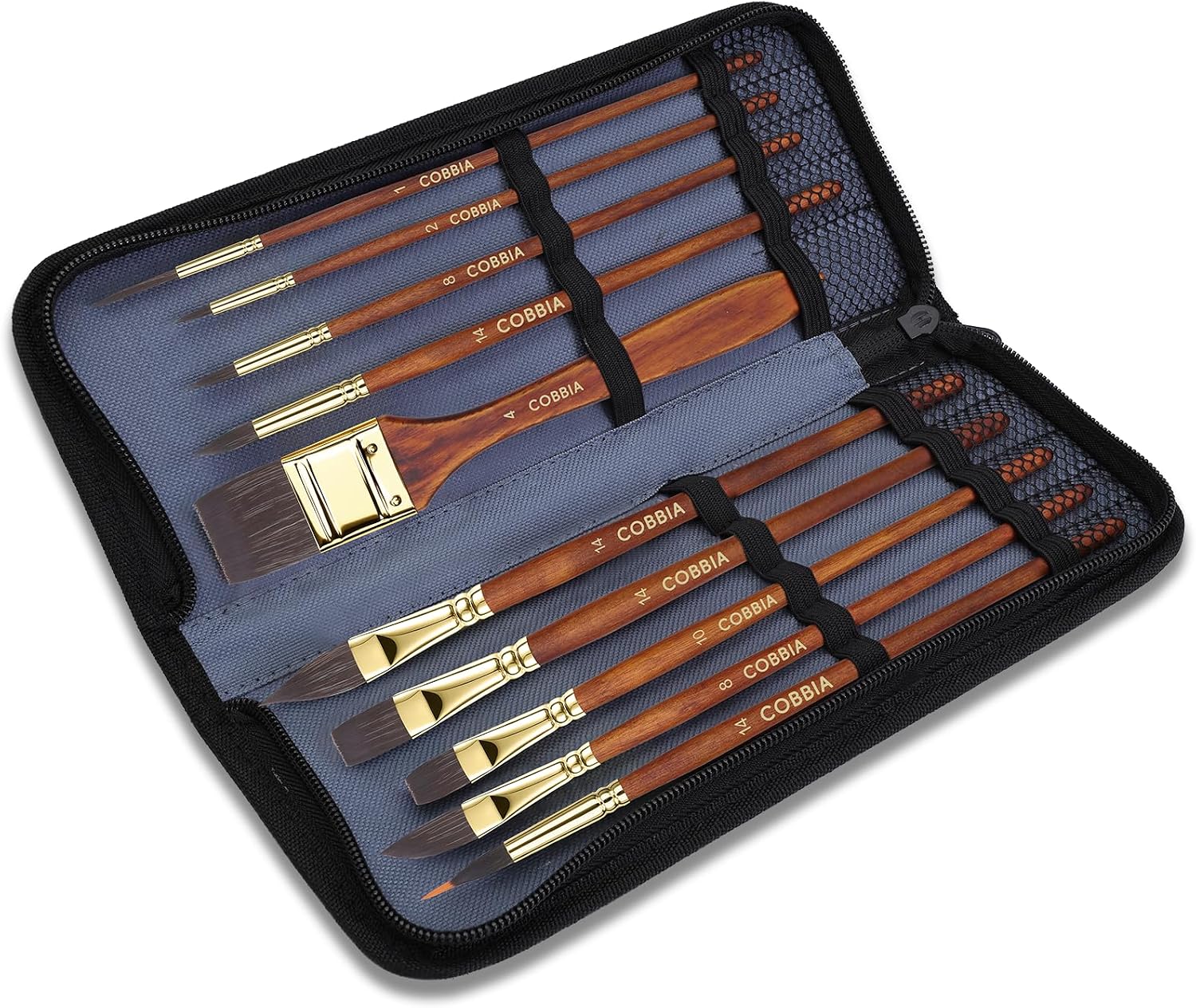 Art Paint Brush Kit, 10 Pieces Paint Brushes for Acrylic Painting with case, Nylon Hair Brushes for Oil, Watercolor, Gouache, Art Supplies