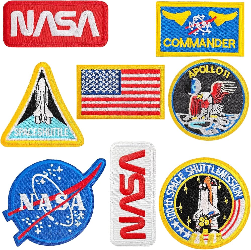 NASA 패치 8개, NASA 패치 아이언 온, 스페이스 자수 및 미국 국기 패치 재킷 백팩 캡 모자 가방 의류 — 사진 1