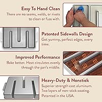 Vista 5 de Molde Baker's Edge para brownie – El Original – revestimiento antiadherente duradero, estructura de aluminio fundido de calibre pesado, 9 x 12