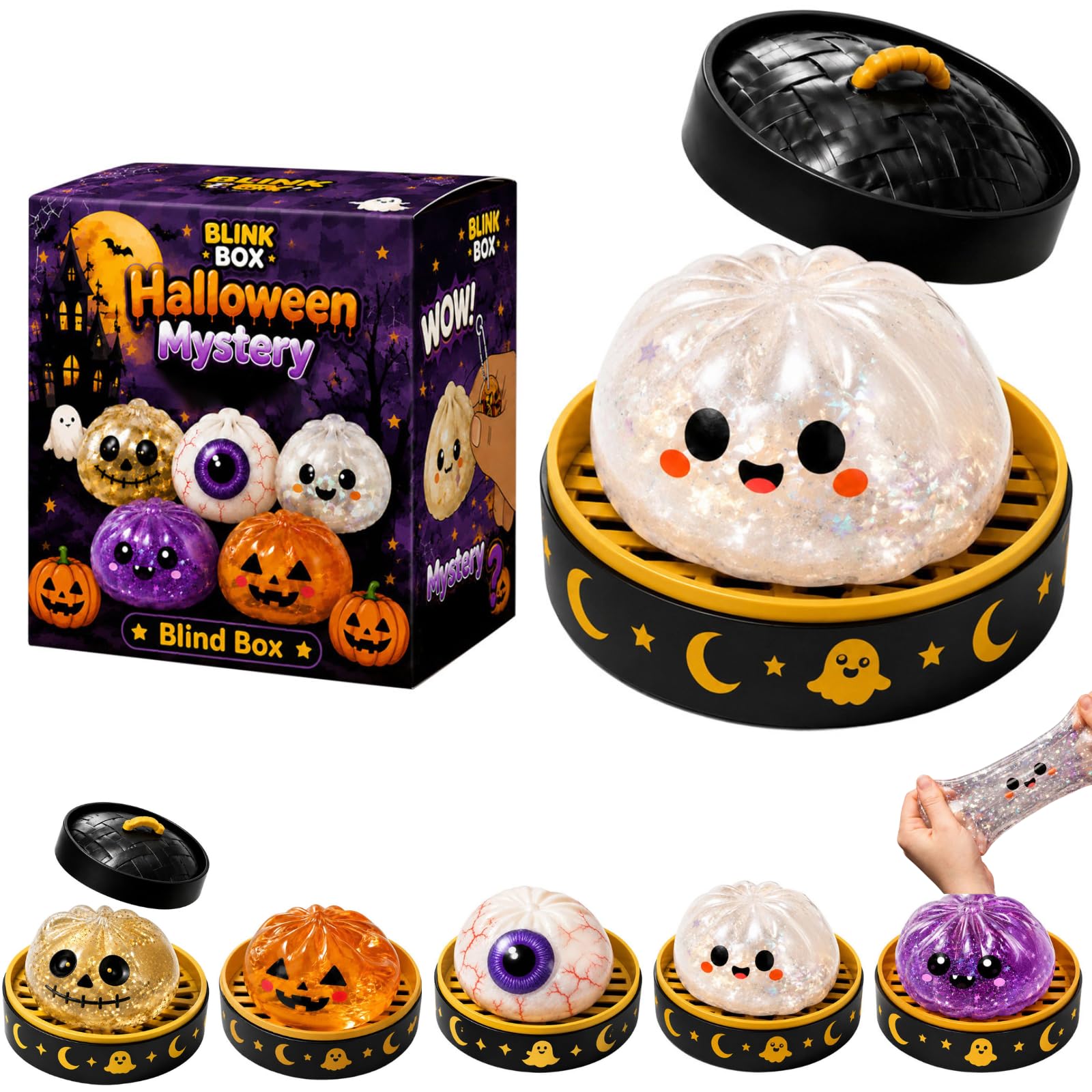 Halloween Squishy Mystery Box Set, Cute Glitter Squishies Stress Balls (C2)