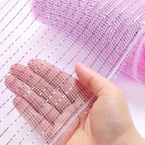 Miniatura 3 de Deco - Cinta de malla decorativa de 10 pulgadas x 30 pies con papel de aluminio metálico, suministros de corona, rollo de malla para coronas de