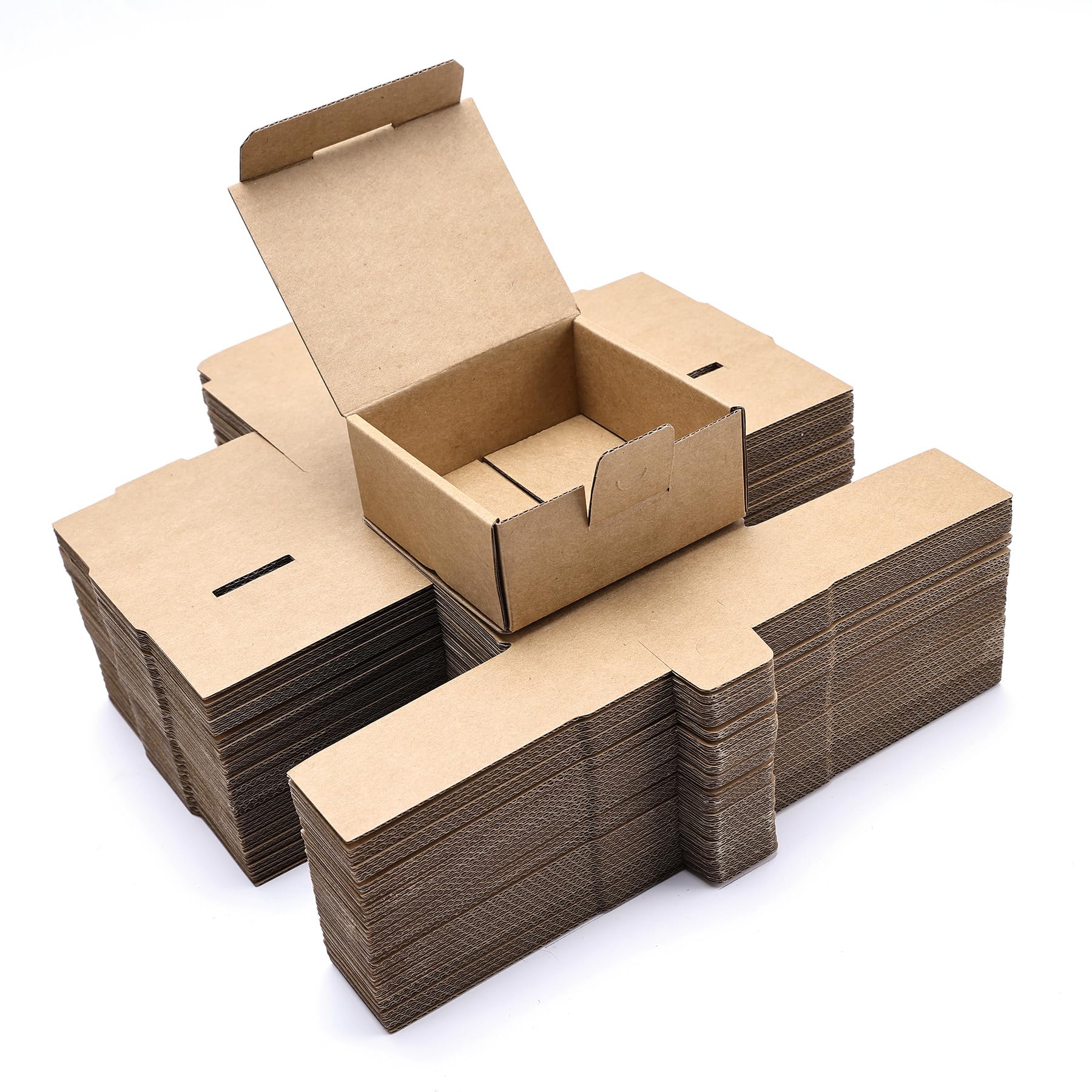 LineKap Small Shipping Boxes 3.5 x 3.3 x 1.6 Inches 50 Pack Brown Corrugated Cardboard Gift Boxes for Mailing, Packaging and Storage