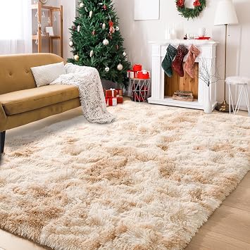 2x3 Hot Pink and 4x6 Beige Soft Fluffy Area Rugs for Bedroom Kids Room Plush Shaggy Nursery Rug Furry Throw Carpets for Boys Girls, College Dorm Fuzzy Rugs Living Room Home Decorate Rug