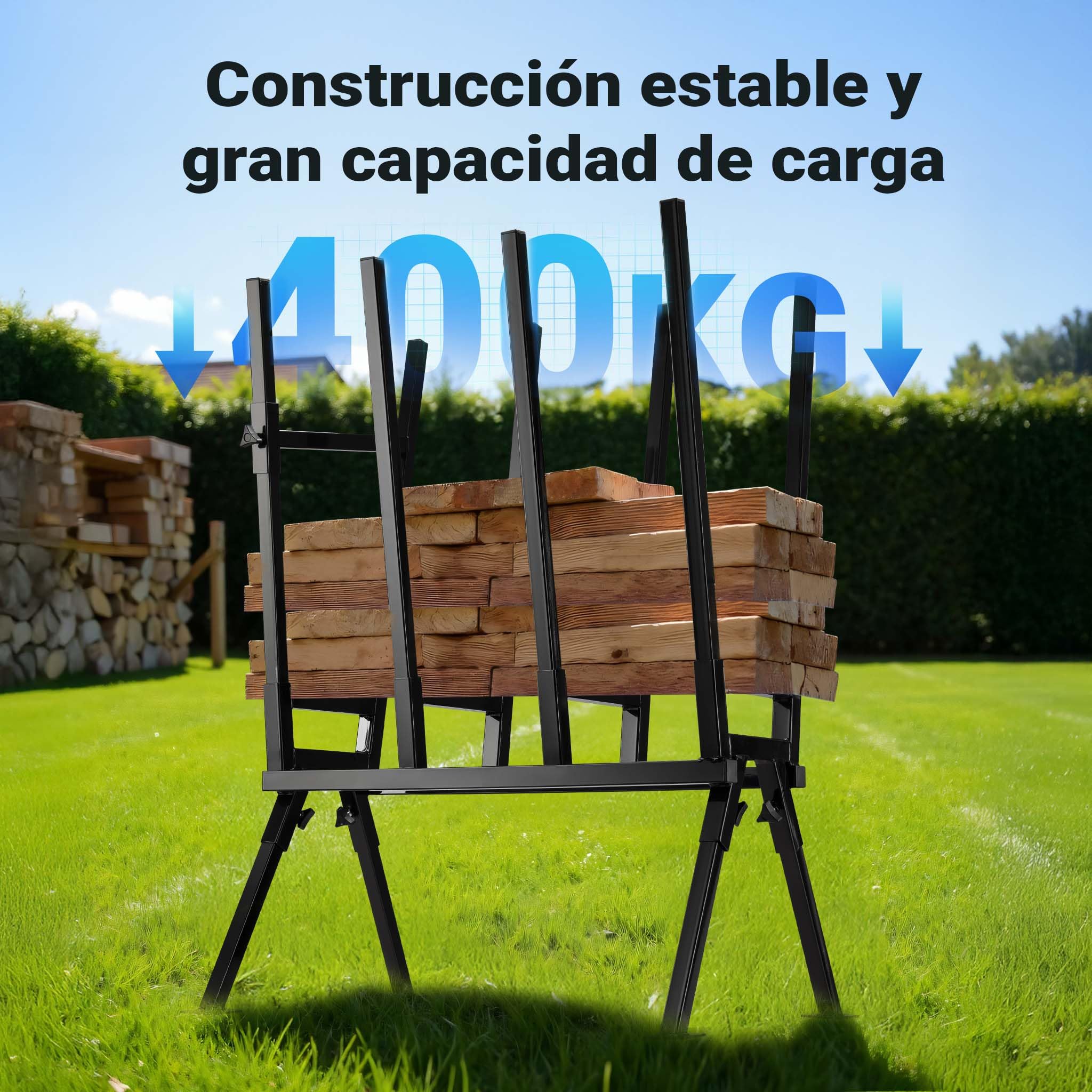 WilTec Caballete de aserrado soporte para cortar leña con motosierra 400 kg troncos serrrar madera sierra