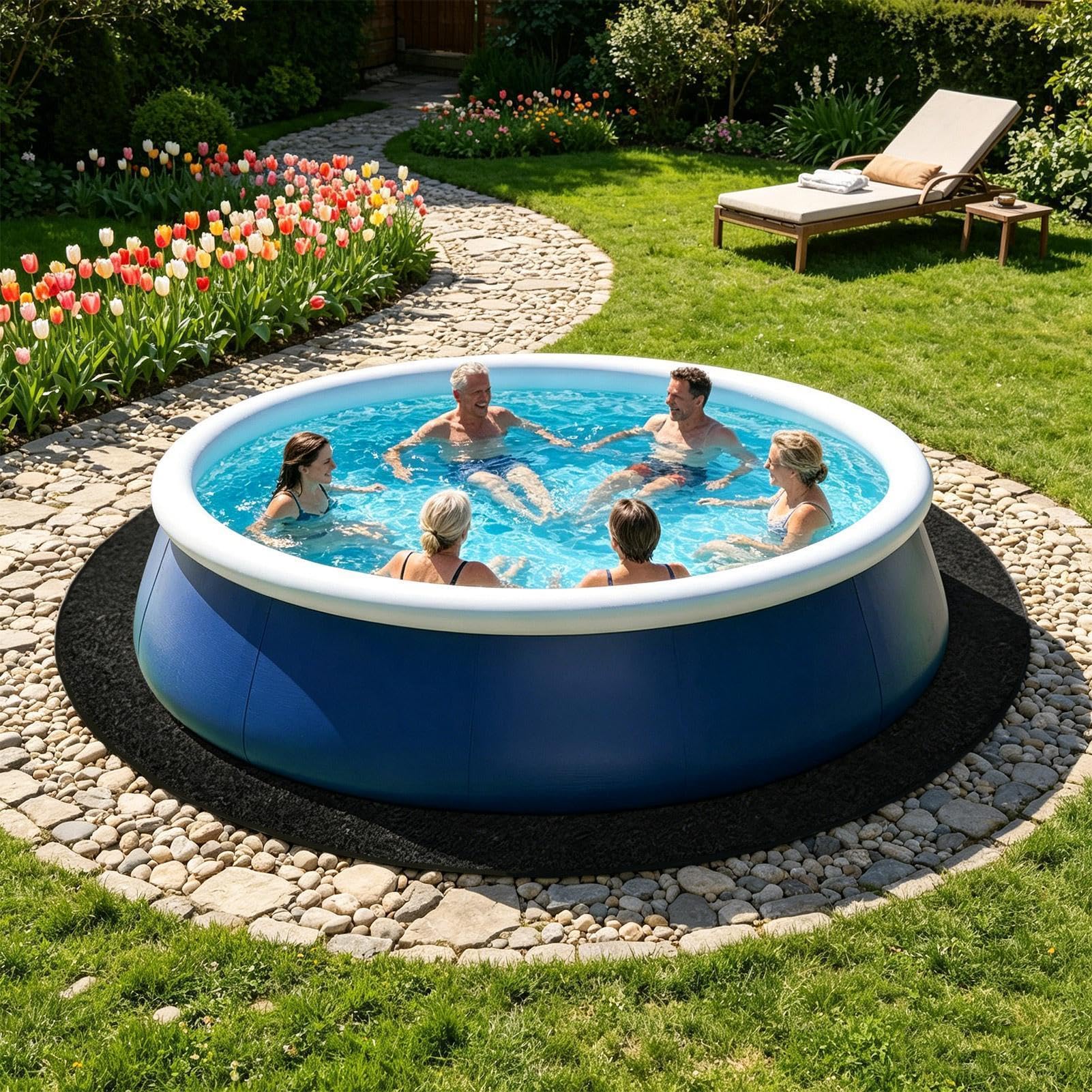 Alfombrillas para Suelo De Piscinas,Antideslizante Ecológico y Grueso con Protección contra Perforaciones | Protectora para Piscinas,para Jardín Patio Césped Pasto y Explanada