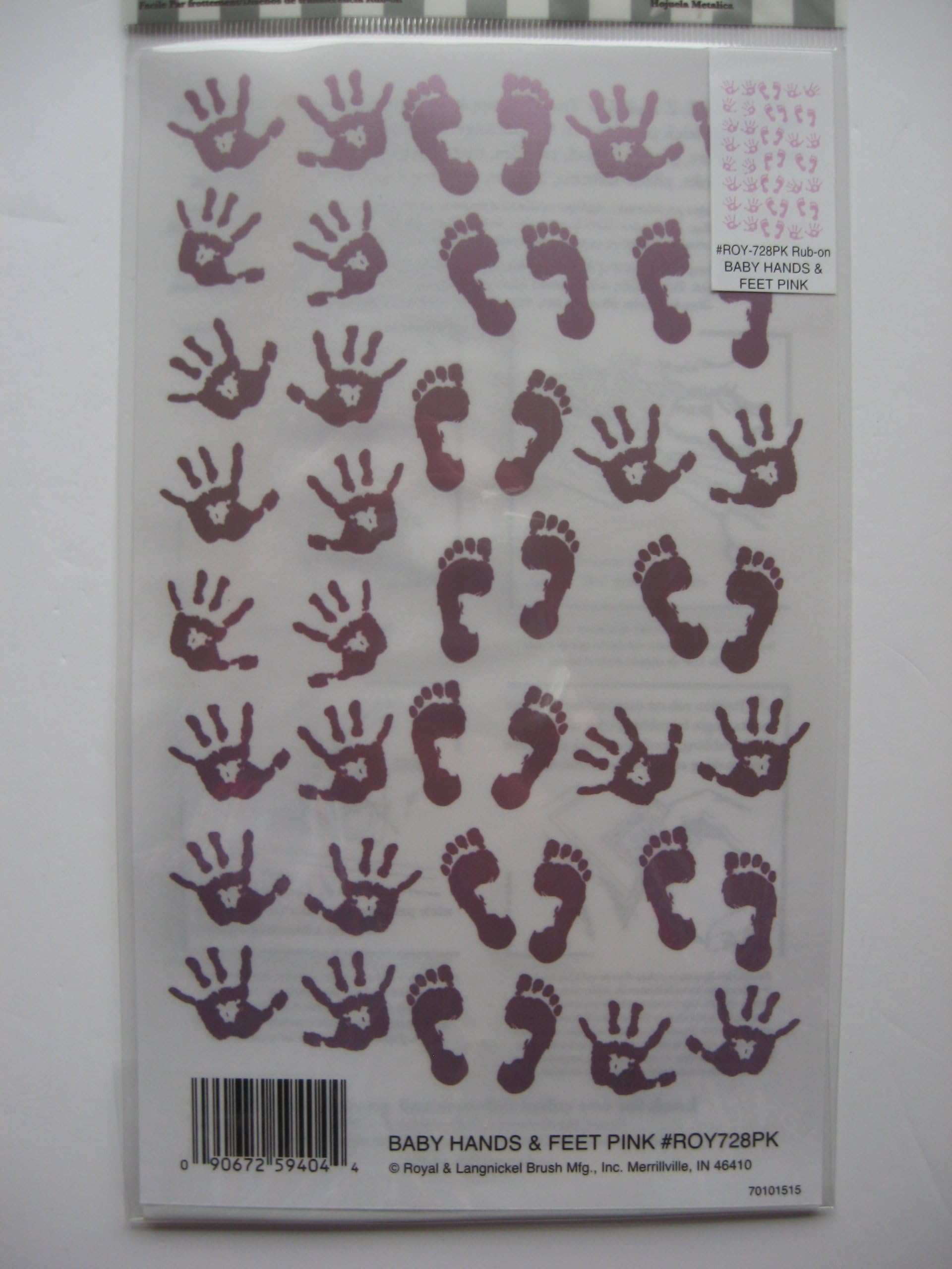 RUB ON TRANSFERS BABY HANDS AND FEET PINK