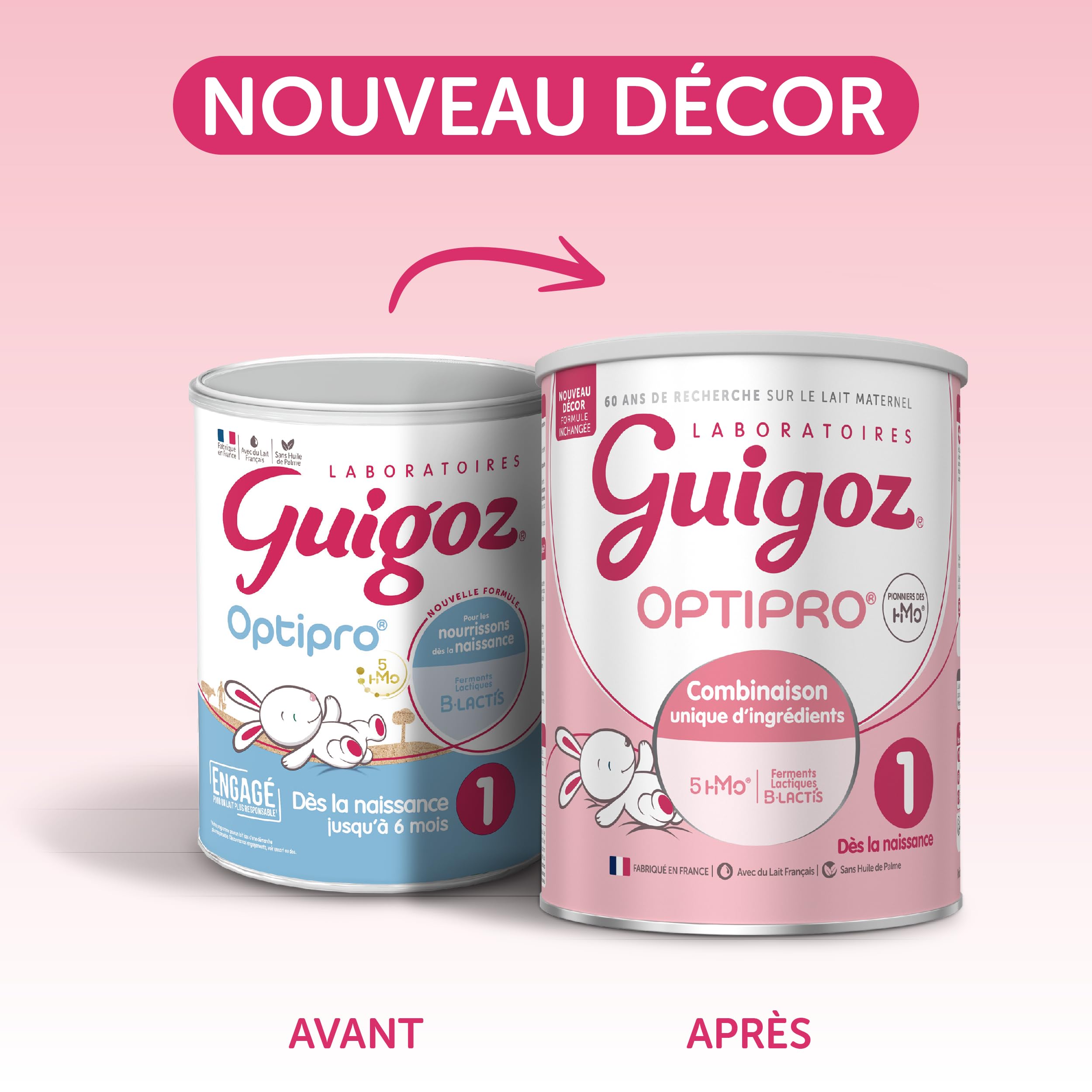 GUIGOZ OPTIPRO 1 Lait bébé en poudre 1er âge - de 0 à 6 mois - Boîte de 830g
