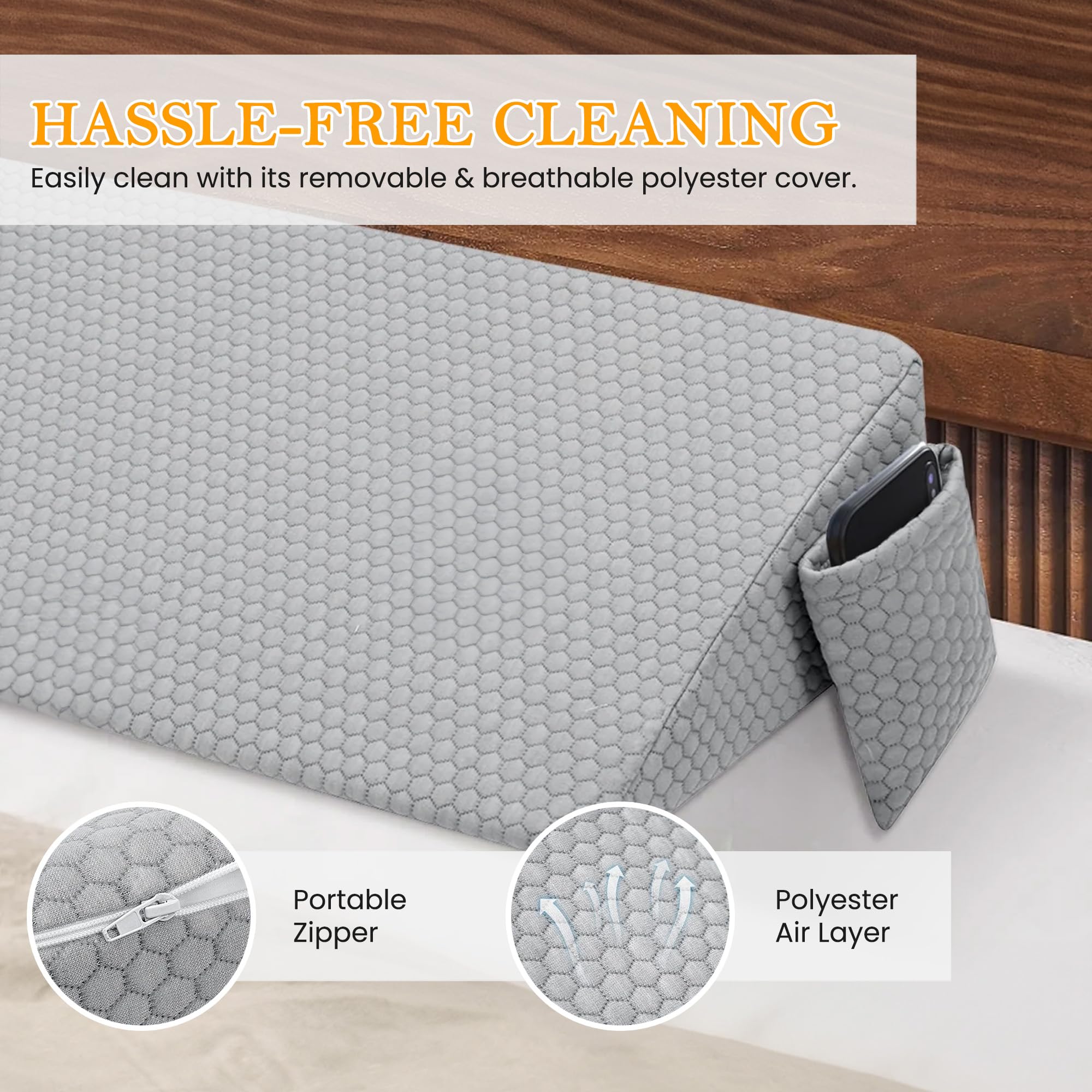 Sleepeaze Zone Queen Bed Gap Filler - Providing Extreme Comfort, Support, and Enhances Sleep Quality, Wedge Pillow Filler for Queen Headboard