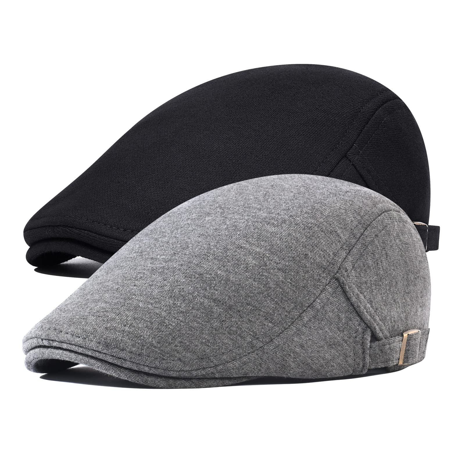 2 Pack Men Newsboy Cap Cotton Flat Cap Golf Driving Hat
