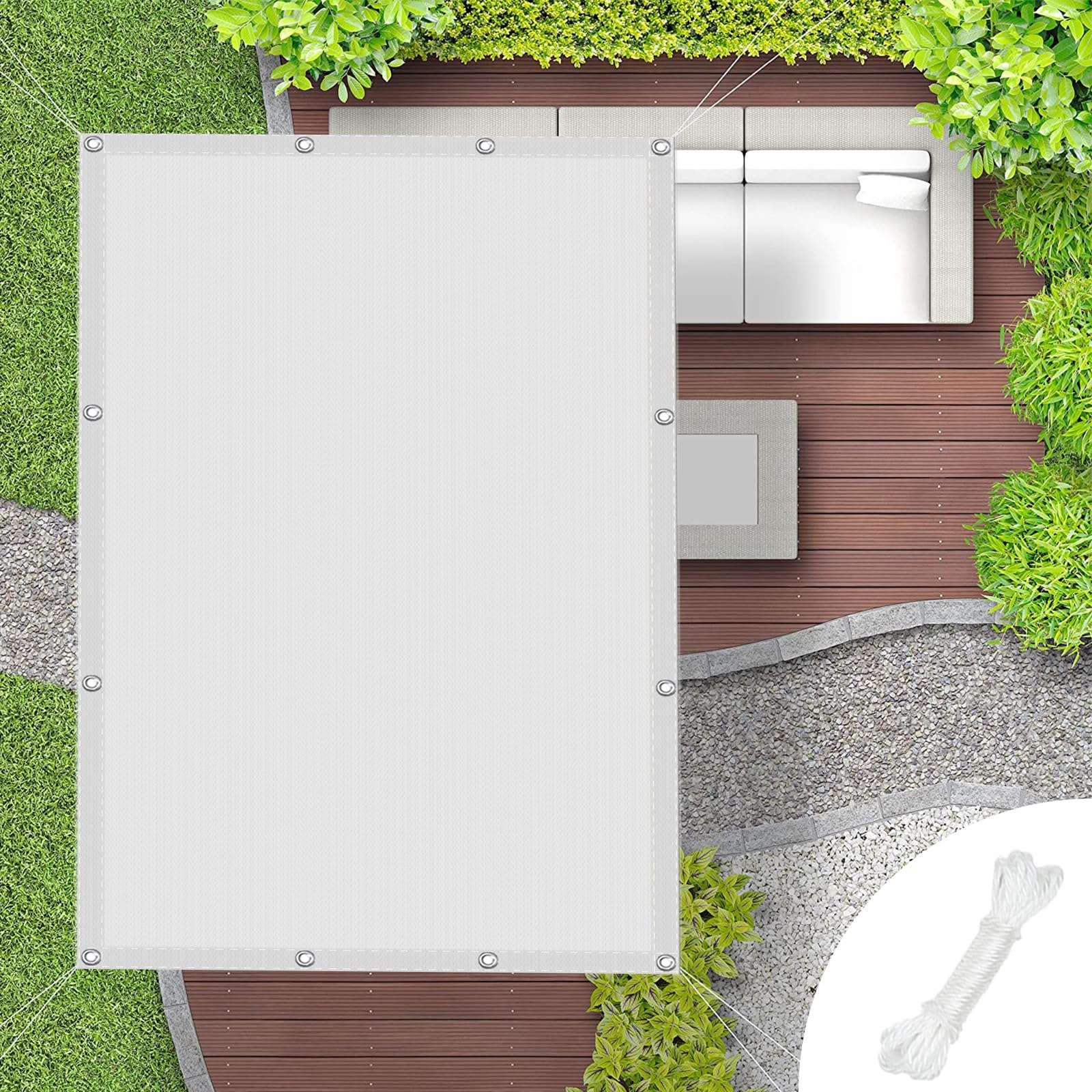 Toile ombrage blanche pour jardin et camping 1 x 3.2 m