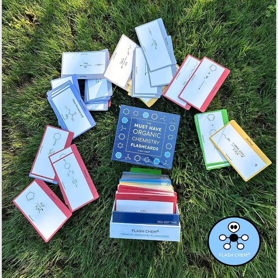 The Must Have Organic Chemistry Flashcards: 300 Color Coded Organic Chemistry Reactions Including Alcohols, Alkenes, Carboxylic Acids, Esters, Amides, Benzenes, Ketones, Amino Acids, and More