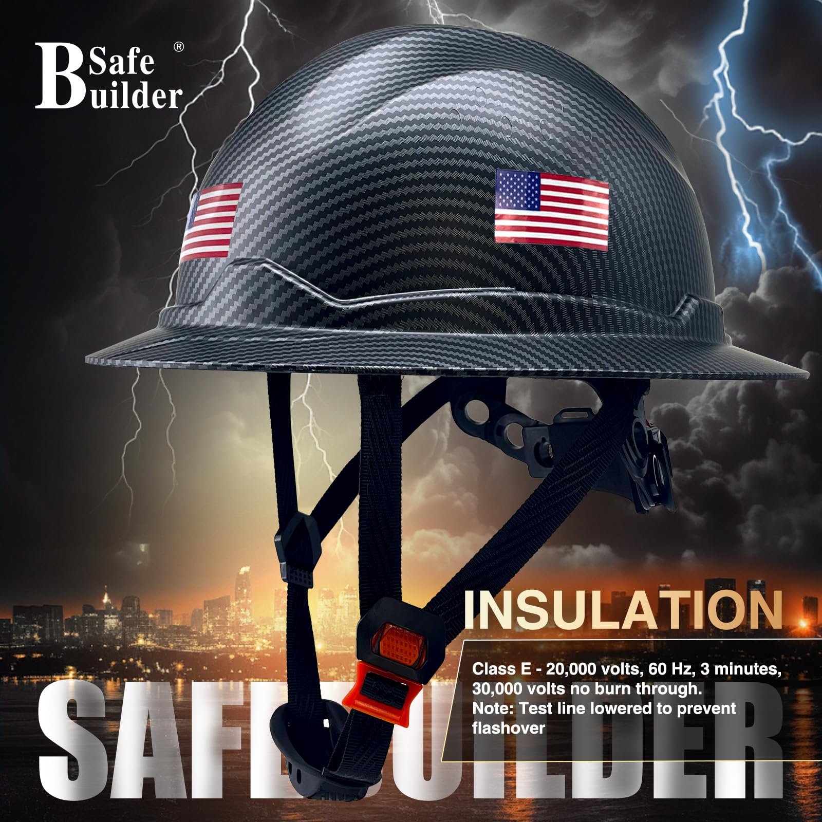 SAFEBUILDER G1E Casque de sécurité à large bord ANSI classe E en polyéthylène haute densité Protection de la tête industrielle