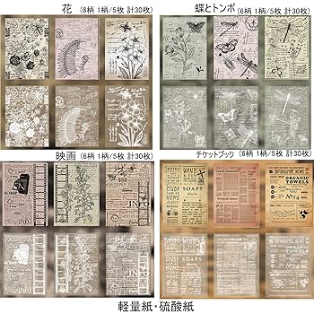 Amazon | ZEZYXUFM デザインペーパー 背景紙 素材紙 240枚 8