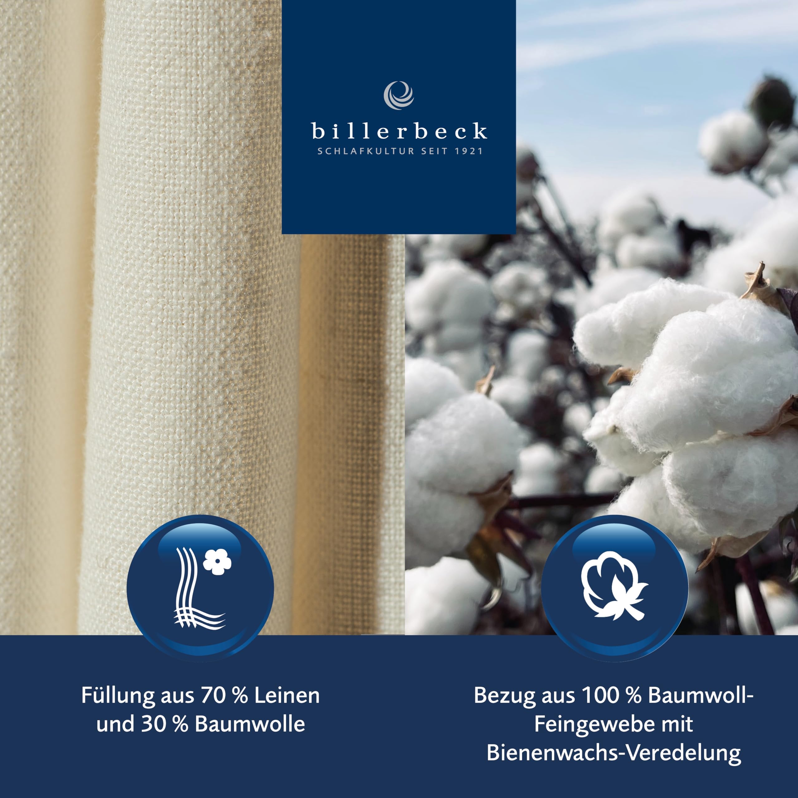 billerbeck Bettdecke Lina Superlight - Leinendecke – 135 x 200 cm – Sommerdecke, kühlende Bettdecke, leichte Sommerdecke – 70 % Leinen, 30% Baumwolle, Weiß