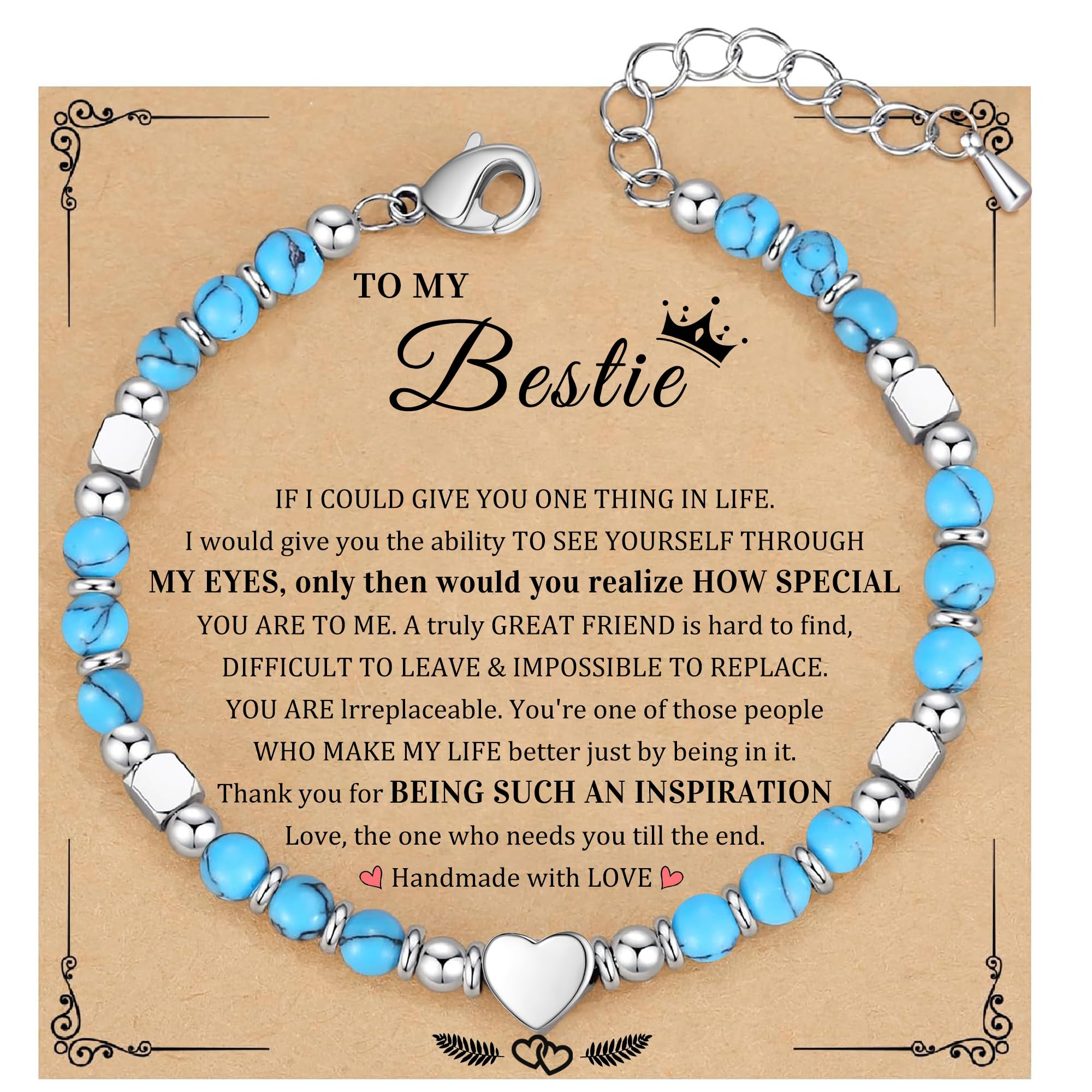 Best Friend Bracelet Gifts for Women Sister Bestie, Christmas Gift for Teens Mom Daughter Granddaughter Birthday Gift for Her Stocking Stuffers