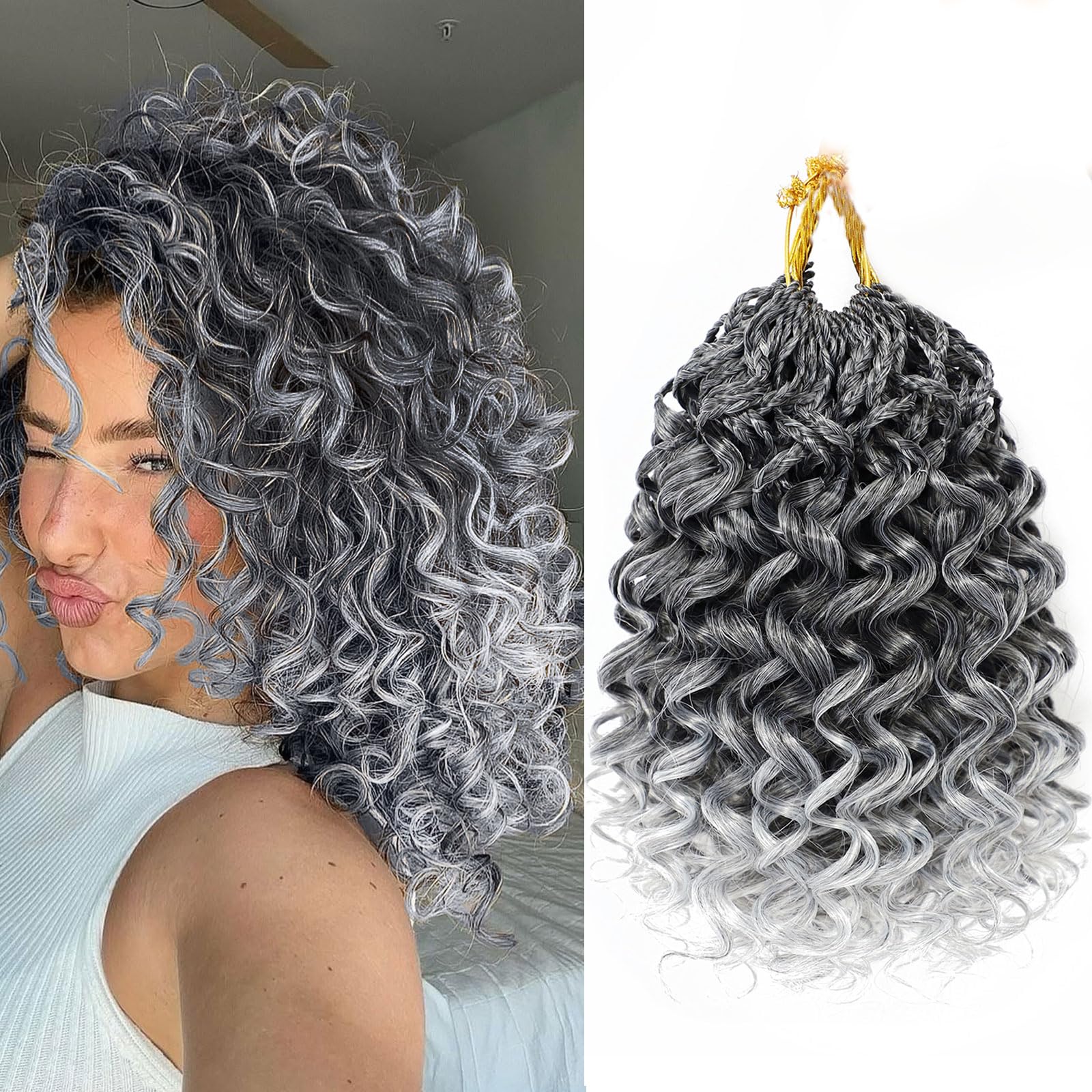 Amazon.com : 7 Packs Gogo Curl Grey Crochet Hair for Women 12 Inch