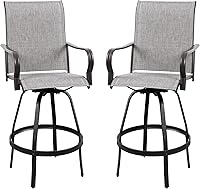Vista 9 de Vongrasig Juego de 4 sillas giratorias de bar para patio, para todo tipo de clima, de metal, de alta calidad, para exteriores, para patio trasero