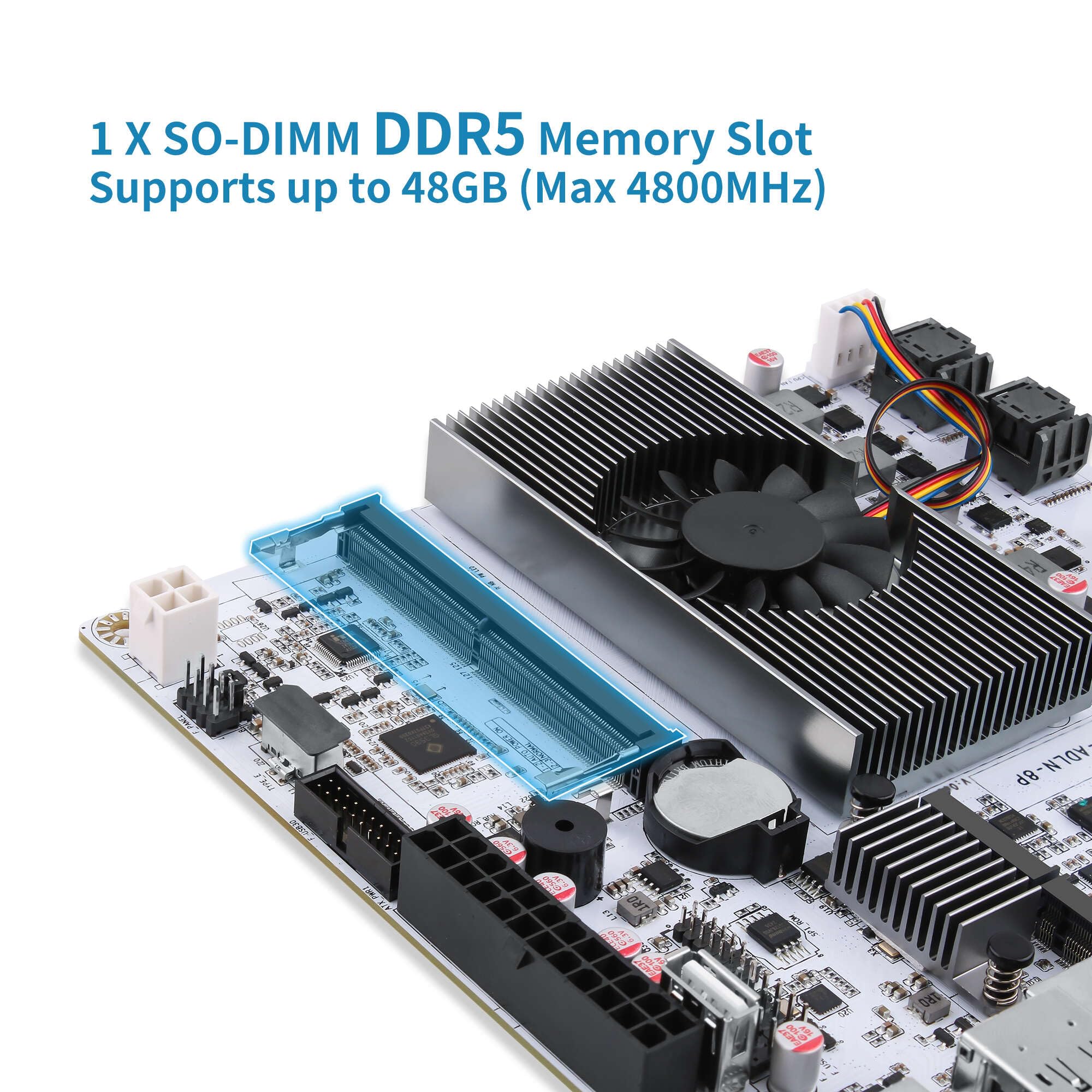 8 Bay NAS Motherboard, N150, Mini-ITX Mainboard, 10Gb & Dual 2.5GbE RJ45 LAN, Dual M.2 NVMe, Computer Board, USB 3.2 10Gbp, HD, DP, DDR5, Barebone, No RAM NO SSD (No Cable)