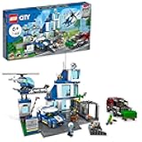 City Police Station with Van, Garbage Truck & Helicopter Toy 60316, Gifts for 6 Plus Year Old Kids, Boys & Girls with 5 Minifigures and Dog Toy