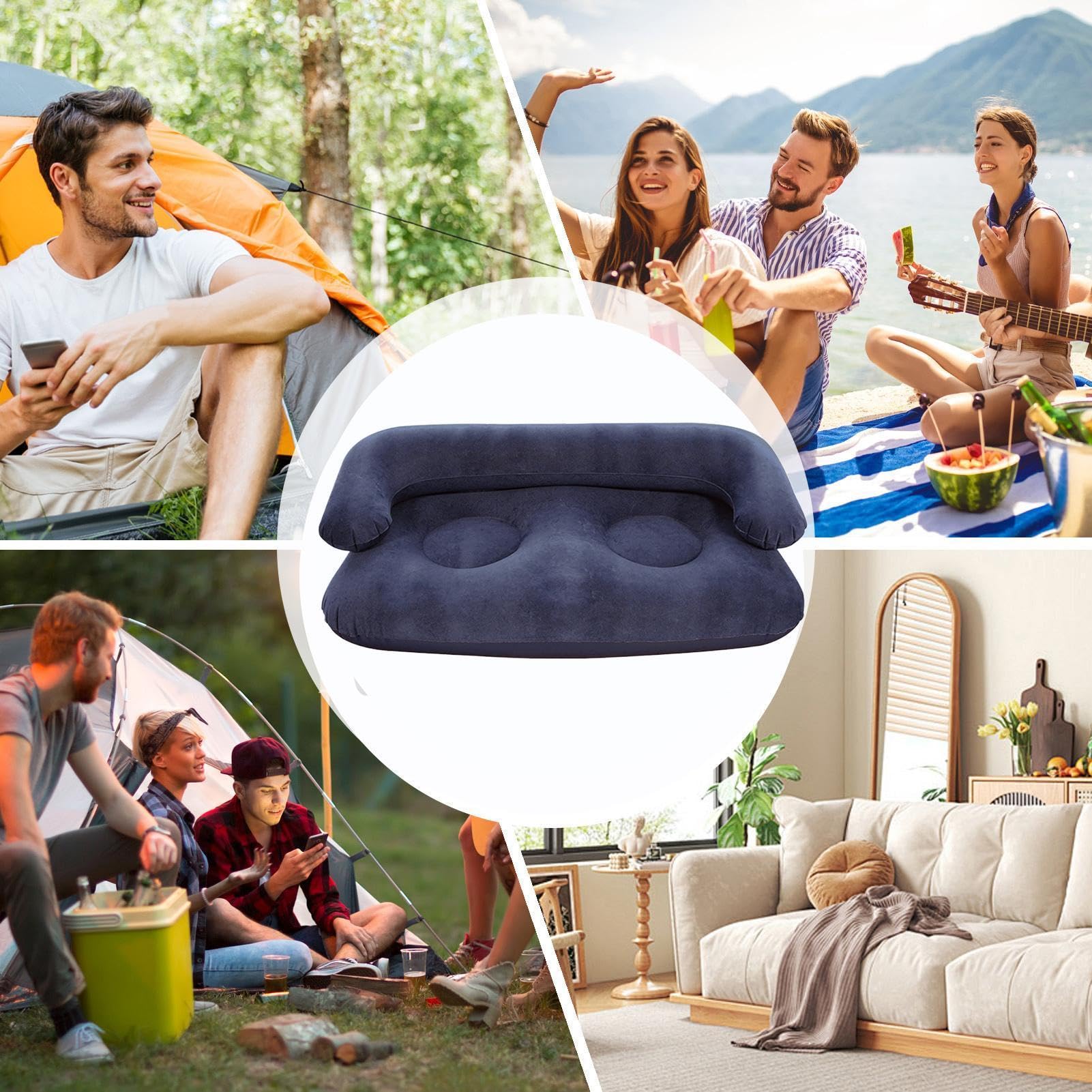Sofá Hinchable - Sofá Portátil Cómodo con Revestimiento Flocado | Sofás de Aire para el Camping,Para Viajes Patio Jardín Patio Exterior Terraza Porche Balcón Interior Dormitorio Picnic Camping