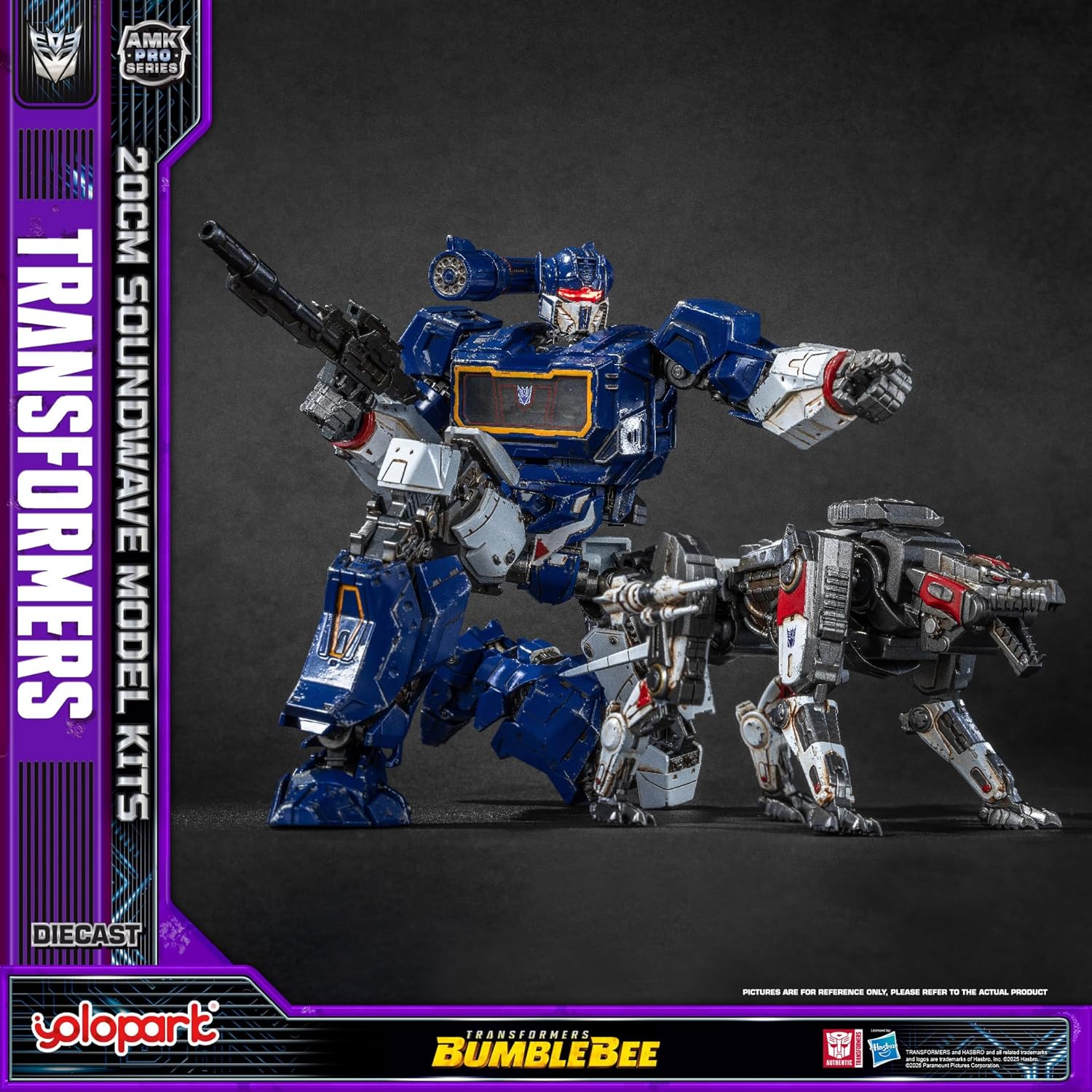 YOLOPARK Transformers:AMK PRO Soundwave and Ravage,7.87 Inch Transformers Action Figure with Upgraded Weaponry and Magnetic Control LED,Highly Articulated Collectible Model Kit Set for Ages 15 and Up
