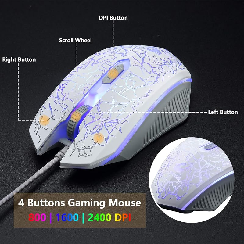 CROSS ZEBRA Gamer Szett - Szivárvány Háttérvilágítású Billentyűzet, 2400DPI Egér, 7.1 Surround Fejhallgató és Egérpad - PS4/Xbox