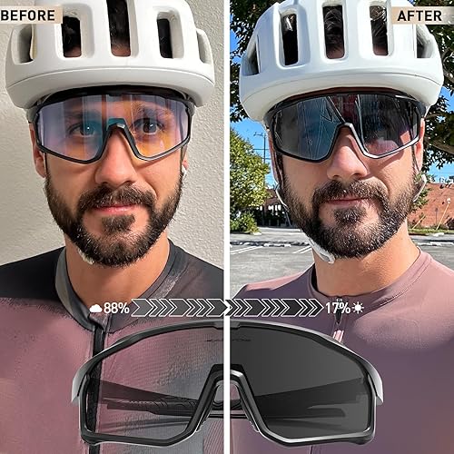 Miniatura 2 de KAPVOE Gafas de ciclismo fotocromáticas para hombres y mujeres, gafas de sol transparentes para bicicleta de montaña, MTB para transición, triatlón,