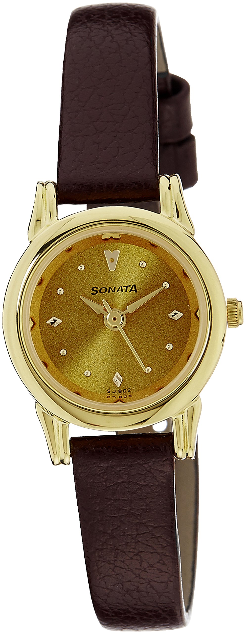 Sonata Quartz Analog Champagne Dial Leather Strap Watch for Women-NS8925YL02W (B00GSJ27OE) Amazon Price History, Amazon Price Tracker