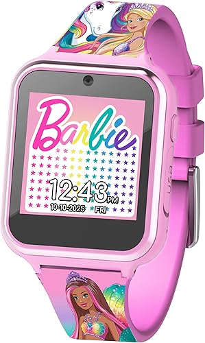 Accutime Barbie - Reloj inteligente para niños con pantalla táctil de aprendizaje educativo, juguete para niñas, niños, niños pequeños, cámara para