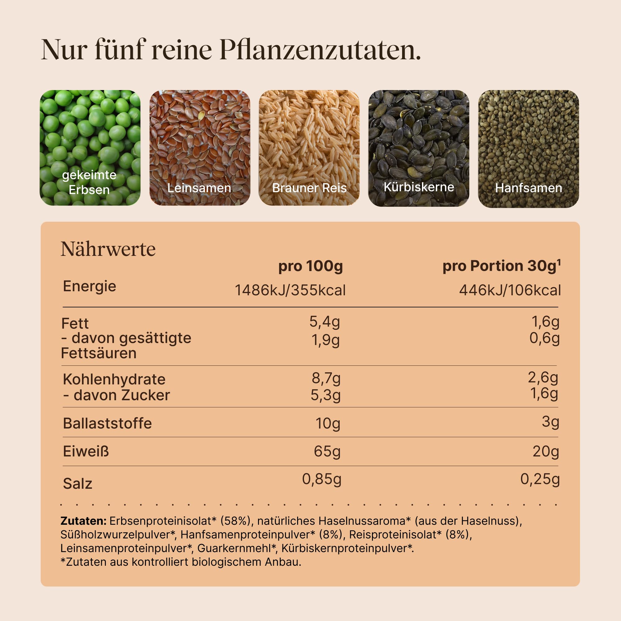 VETAIN Poudre de protéines végétaliennes en noisette – 20 g de protéines, 100 % bio et fermentée | Poudre de protéines en 4 composants - 67 % de protéines - Sans édulcorants artificiels - Profil d'acide aminé complet - 540 g