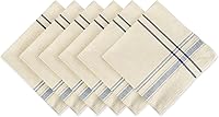 DII French Stripe 100% Cotton Napkin Set of 6, 20x20 Taupe/Blue - Farmhouse Style Dining Table Linens
