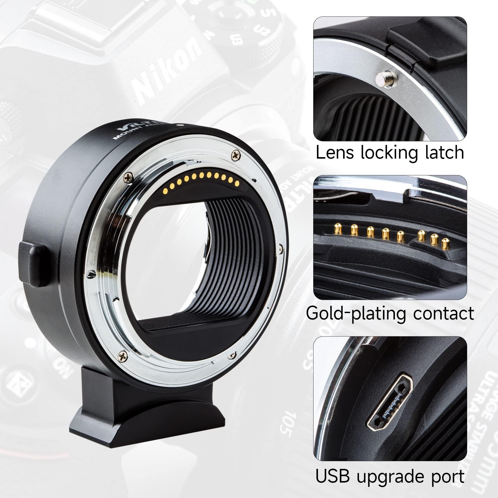 VILTROX EF-Z Objektiv Adapter Autofokus Objektiv Konverter Metall Kontakte Linsenhalterung Adapter Kompatibel mit Canon EOS EF EF-S Objektiv auf Nikon Z Mount Z5 Z6 Z7 Z6II Z7II Z50 Z9 ZFC