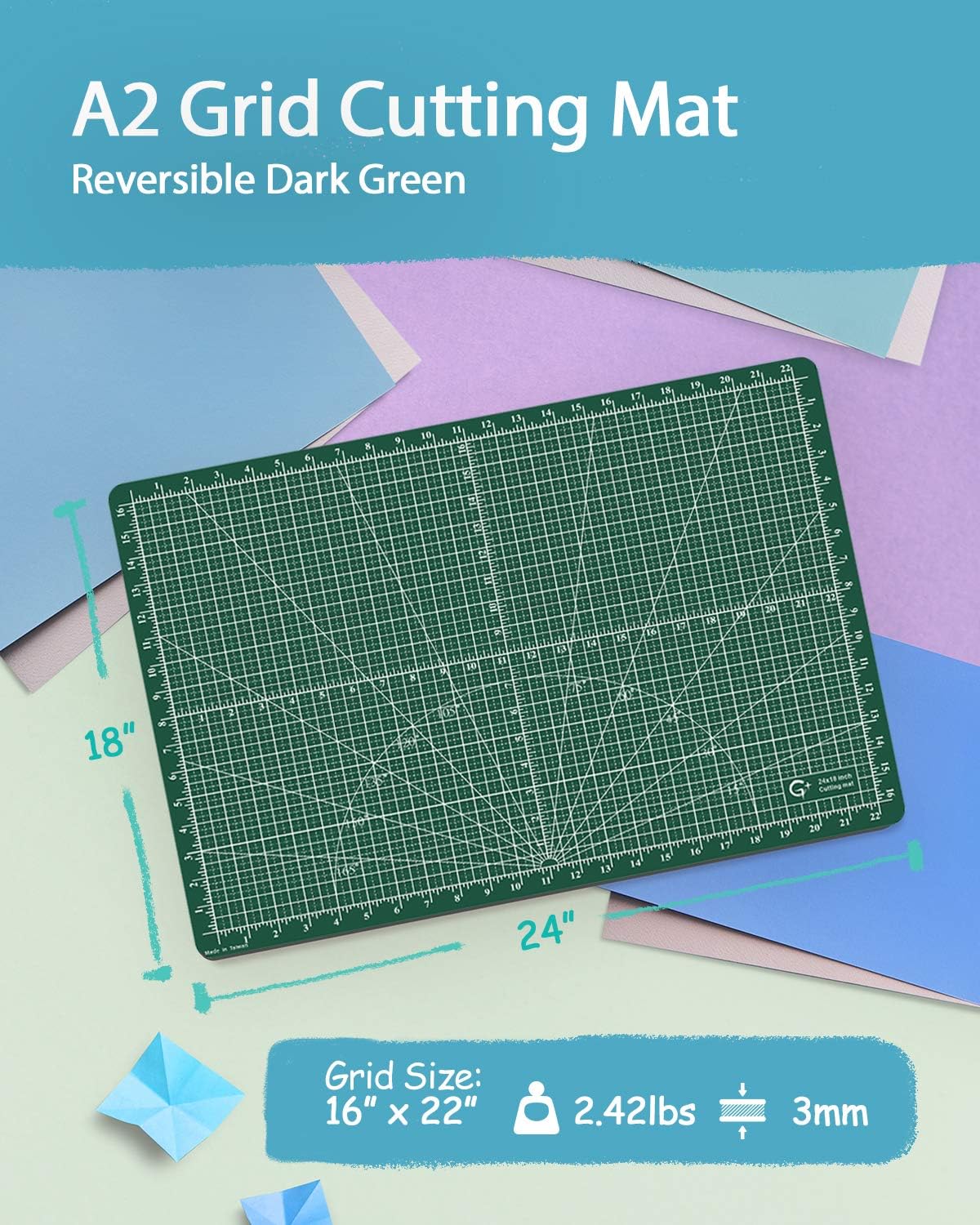 G+ Cutting Mat 18x24 Inches; Self Healing, Double-Sided, Professional Cutting Board for Sewing, Quilting, Crafting, Fabric Suitable for All Art&Craft Projects (Made in Taiwan)